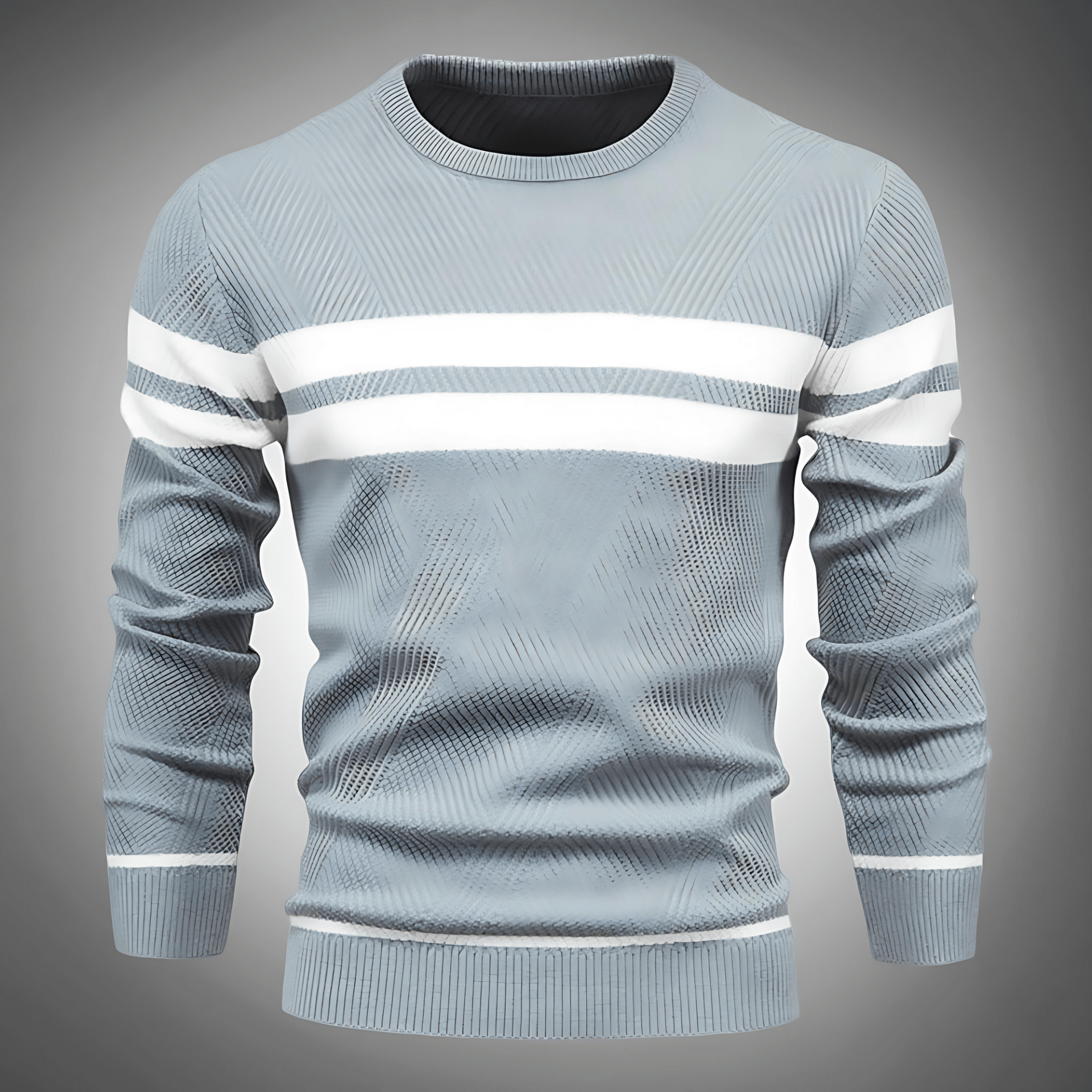 Casual Striped Knit Crew Neck Sweater - OutfitLondon