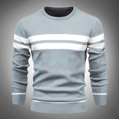 Casual Striped Knit Crew Neck Sweater - OutfitLondon