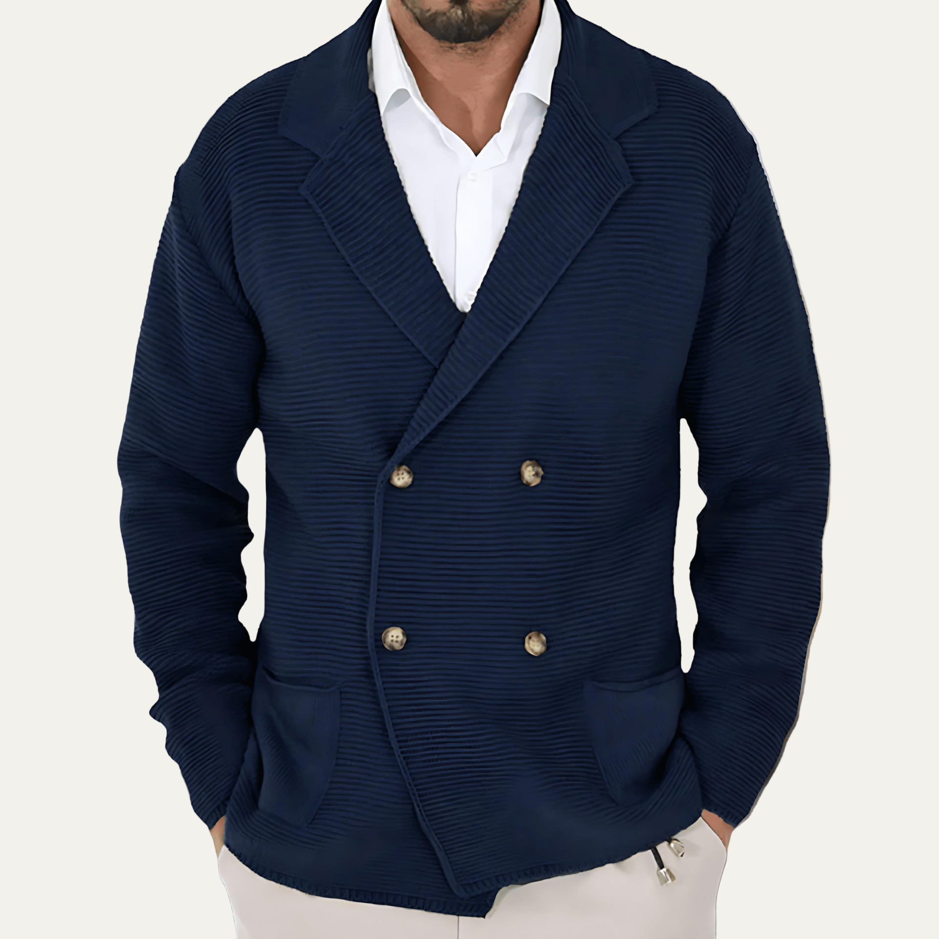 Classic Fit Textured Knit Blazer for Men - OutfitLondon