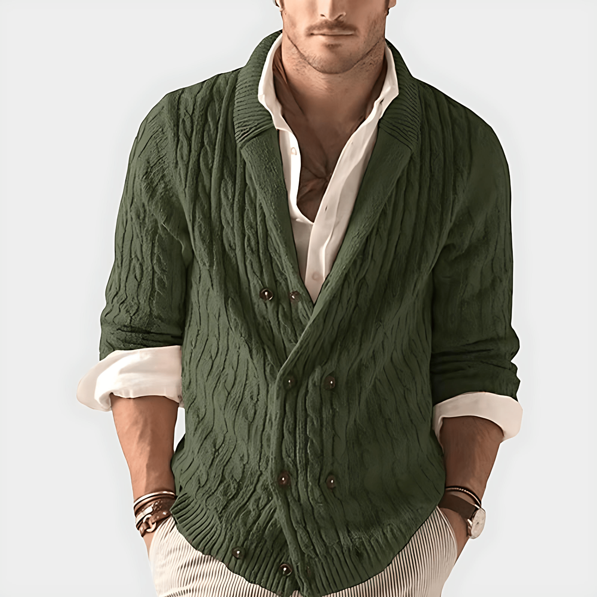 Warm Double Button Knit Cardigan Sweater - OutfitLondon