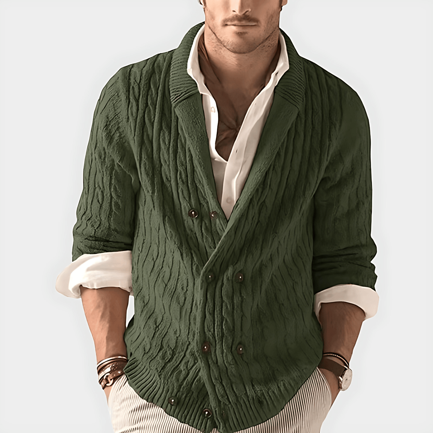 Cozy Oversized Cardigan for Men with Button Front - OutfitLondon