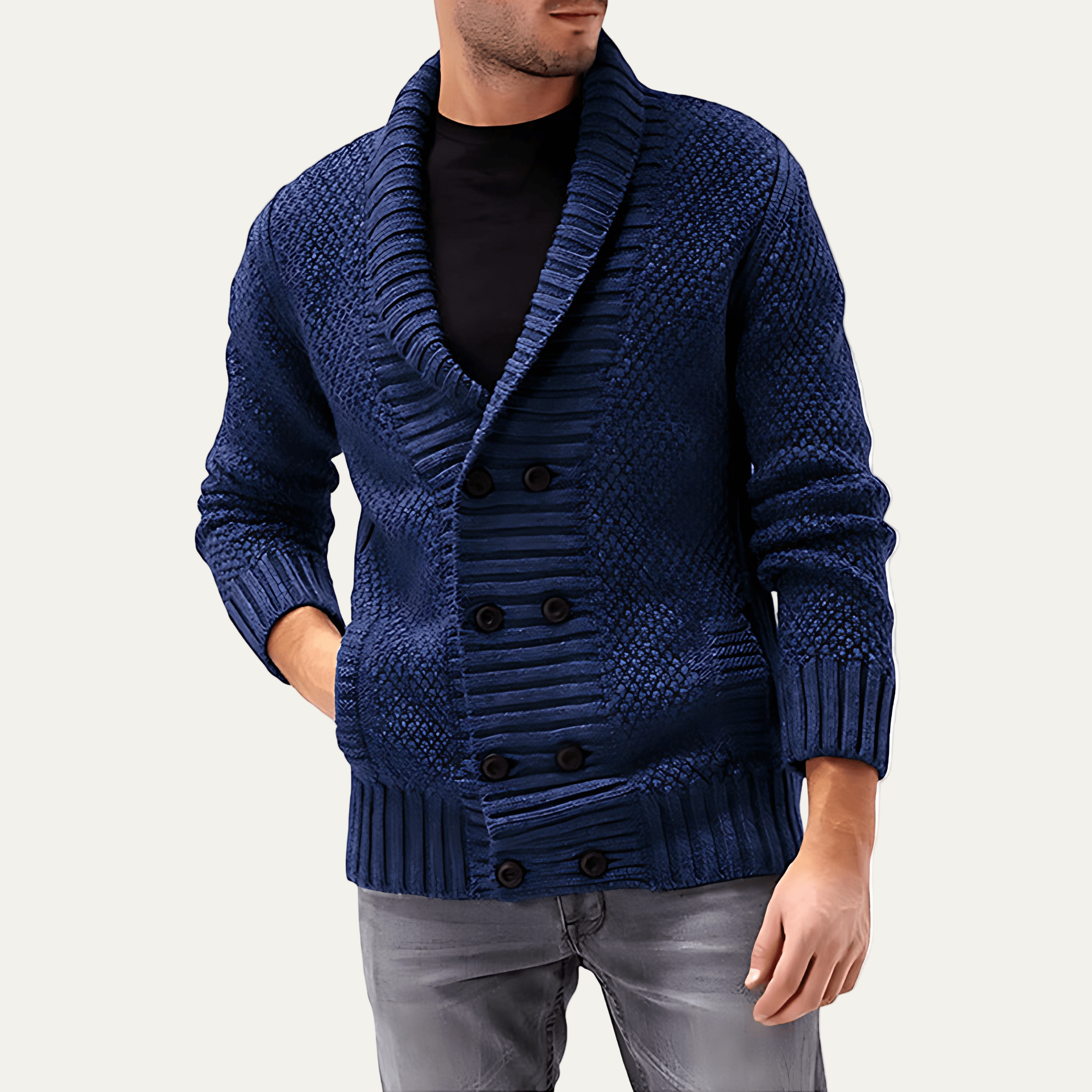 Thick Cable Knit Men's Cardigan Sweater - OutfitLondon