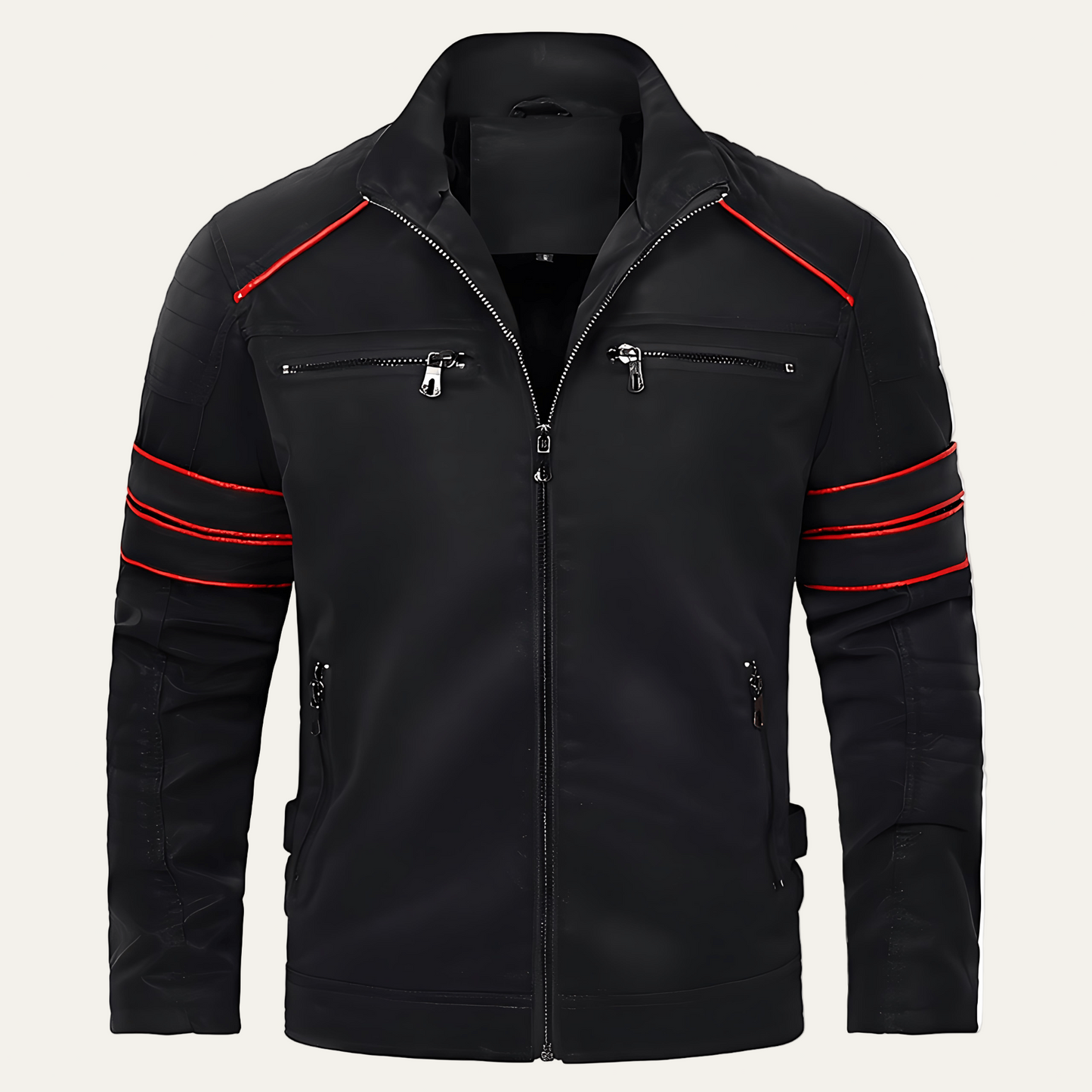 Men's Classic Stripe Biker Jacket - OutfitLondon