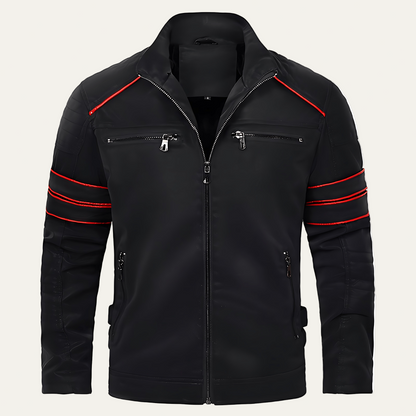 Men's Classic Stripe Biker Jacket - OutfitLondon