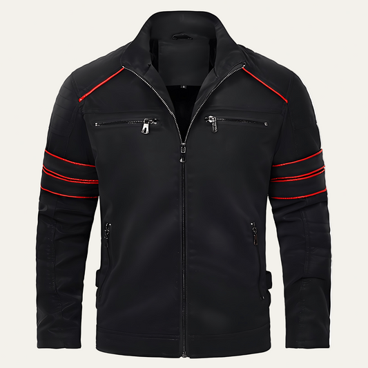 Men's Classic Stripe Biker Jacket - OutfitLondon