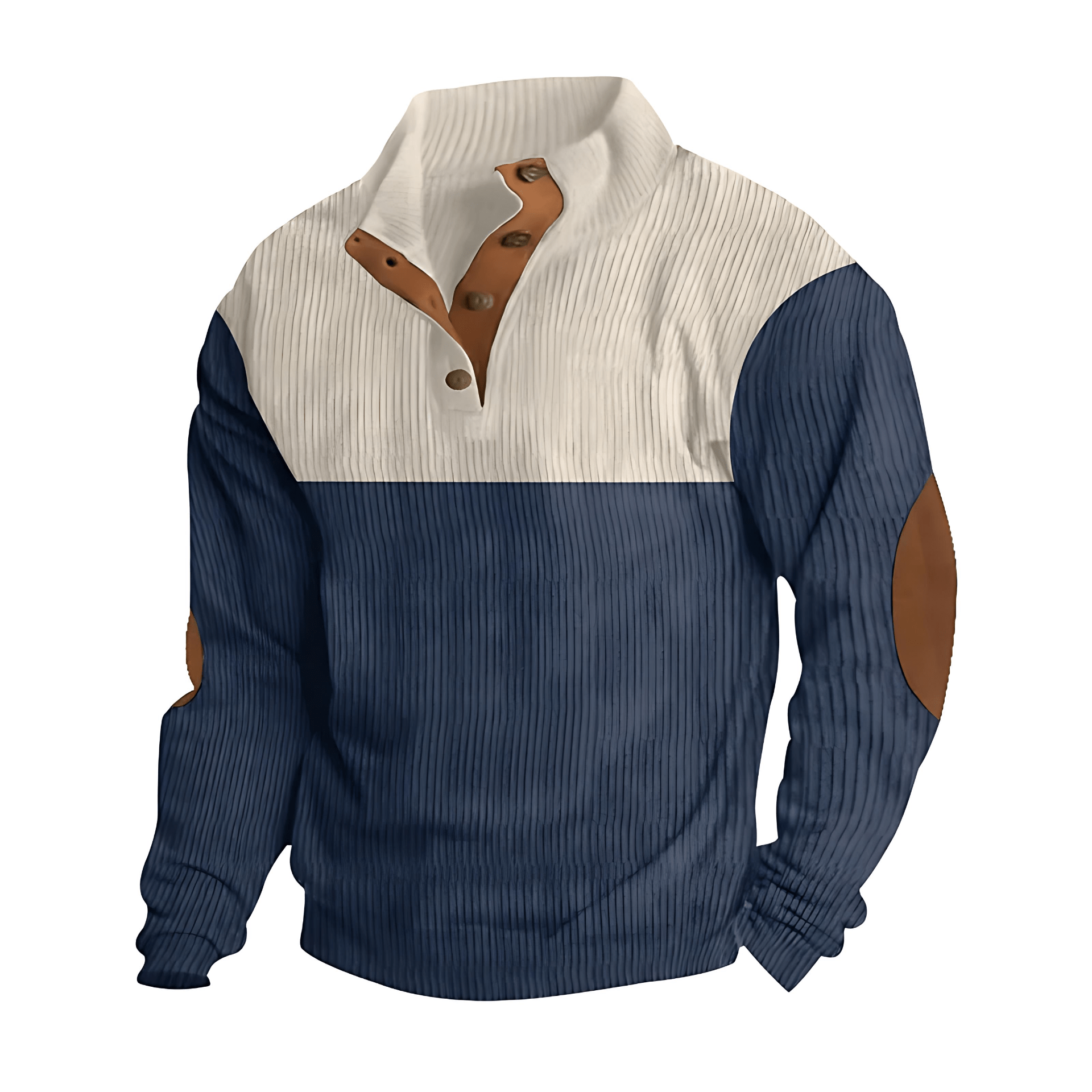 Men's Textured Crew Neck Colorblock Sweater - OutfitLondon