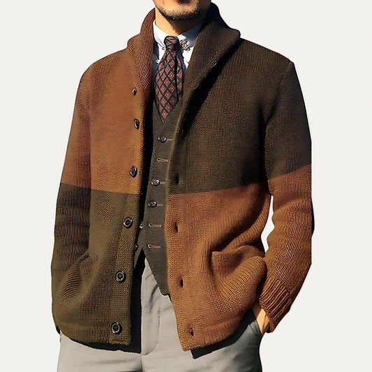 Men's Stylish Block Pattern Crew Neck Sweater - OutfitLondon