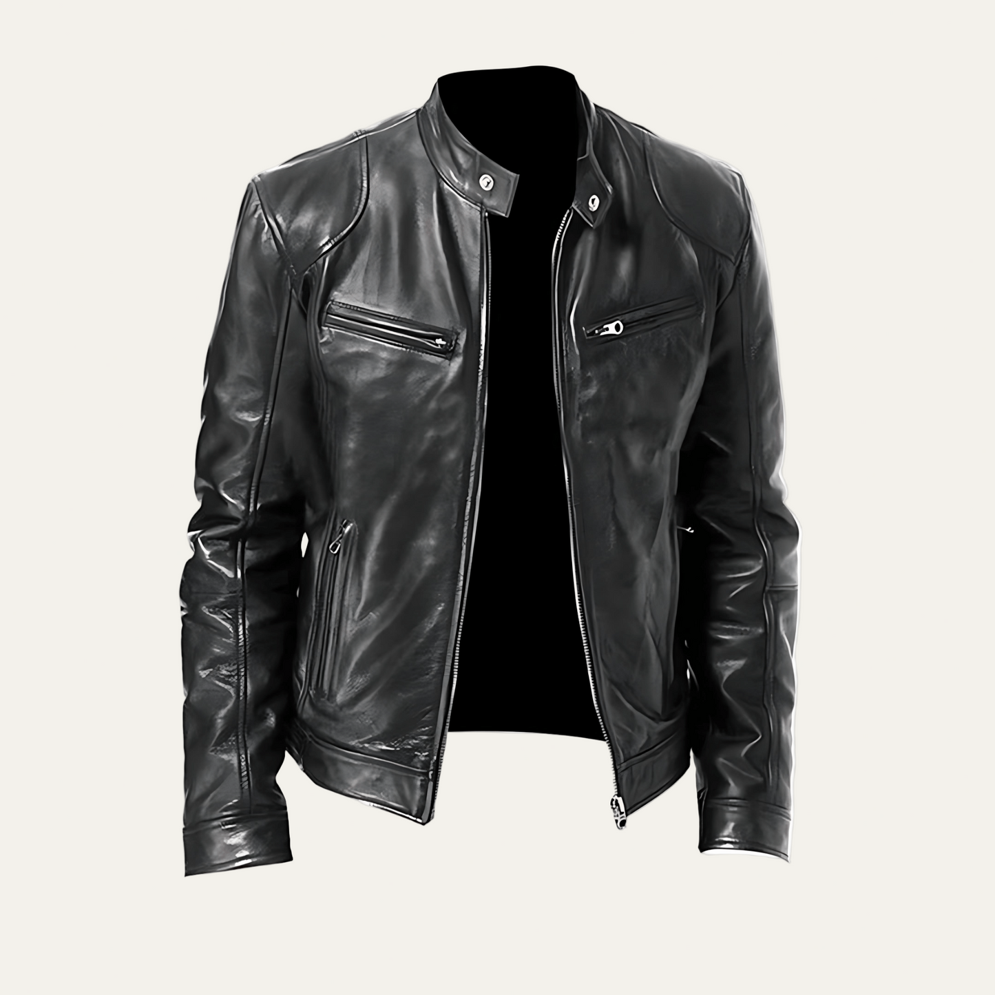 Men's Vintage Biker Leather Zip Jacket - OutfitLondon