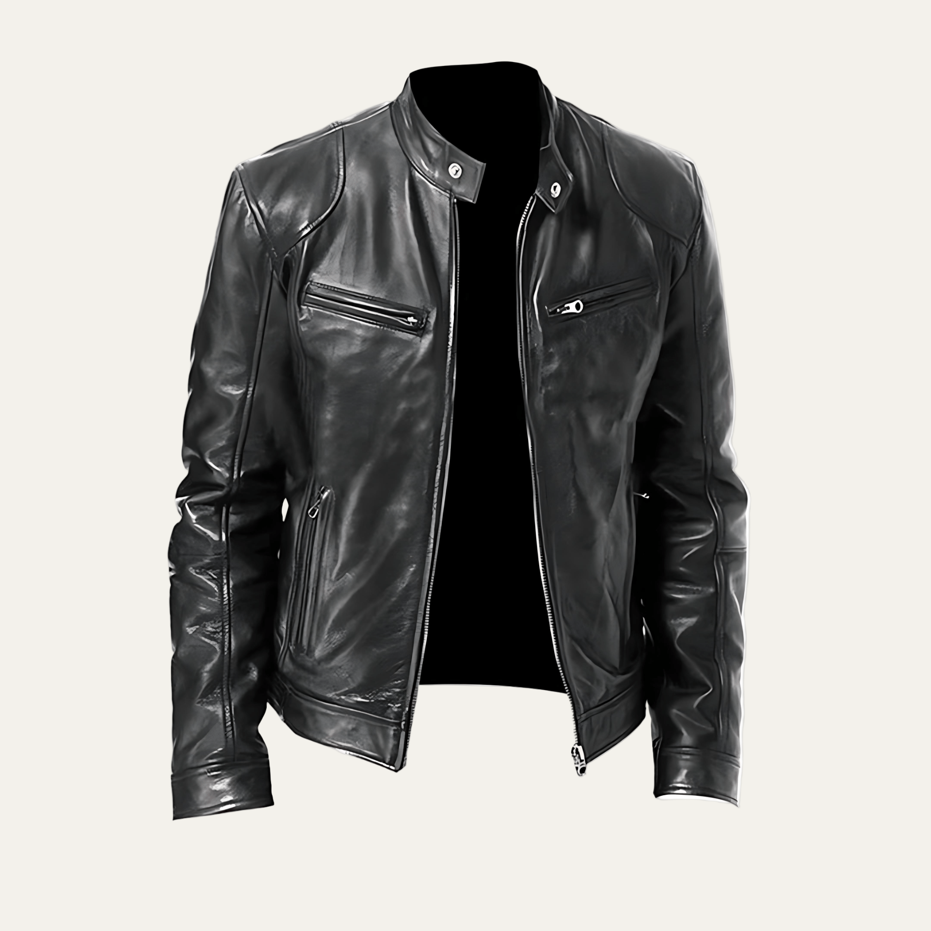 Men's Vintage Biker Leather Zip Jacket - OutfitLondon