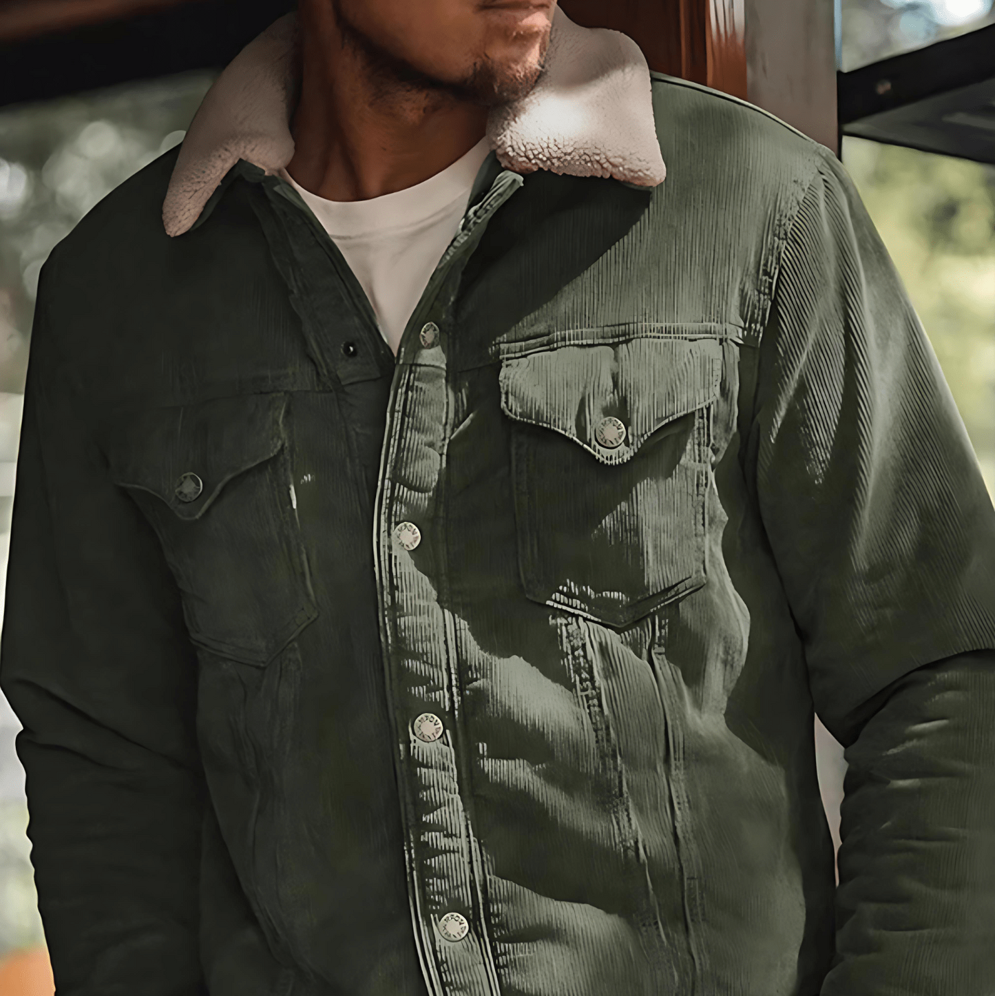 Warm Fleece Lined Corduroy Casual Jacket - OutfitLondon
