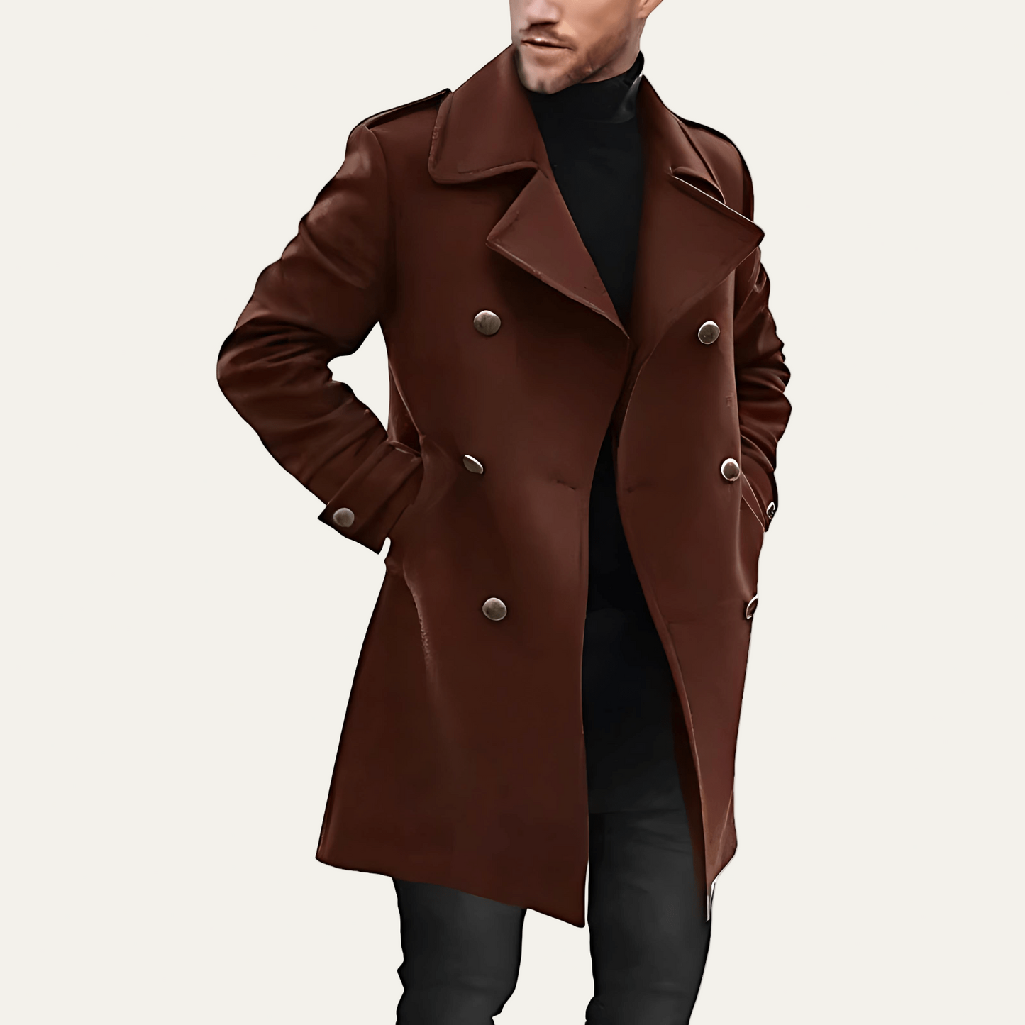 Classic Fit Navy Pea Coat Jacket - OutfitLondon