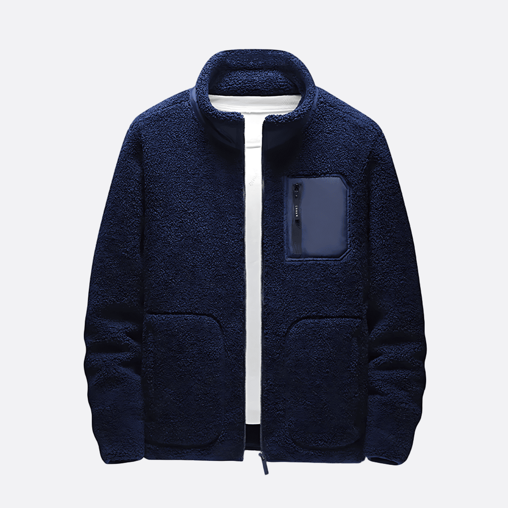 Warm Men's Fleece Zip Up Jacket with Pocket - OutfitLondon