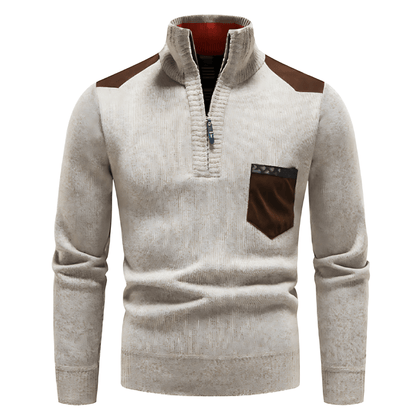 Casual Quarter Zip Crew Neck Sweater - OutfitLondon