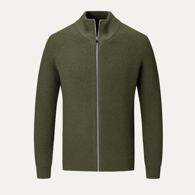 Men's Thick Crew Neck Zip Sweater - OutfitLondon