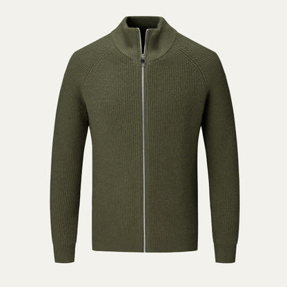Men's Thick Crew Neck Zip Sweater - OutfitLondon