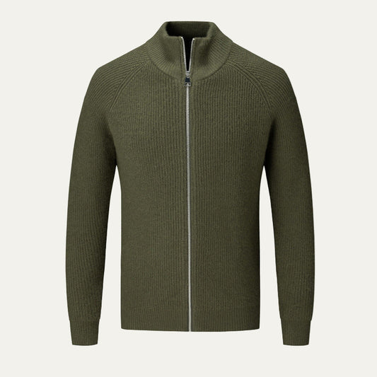 Men's Thick Crew Neck Zip Sweater - OutfitLondon