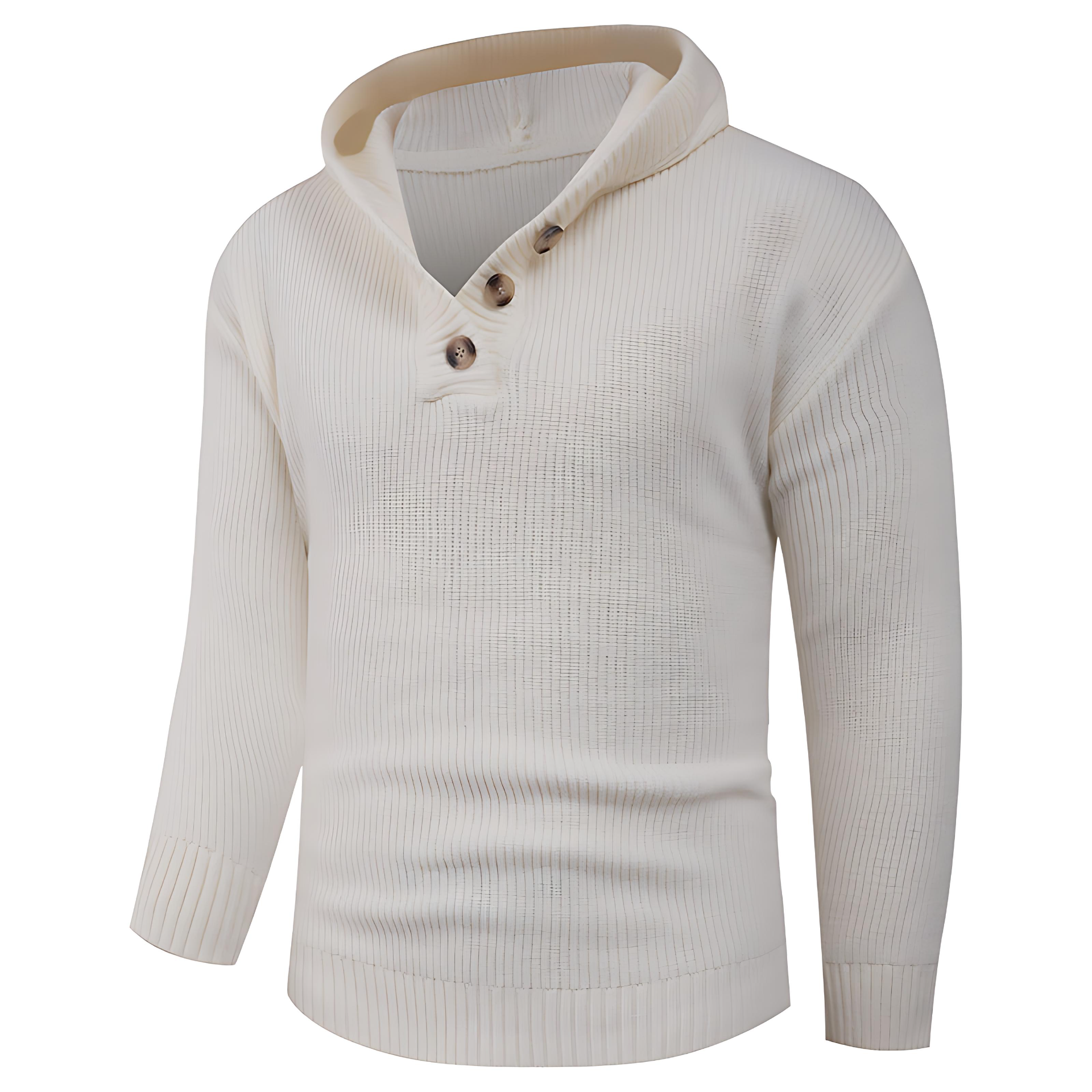Warm Crew Neck Button Jumper Sweater - OutfitLondon