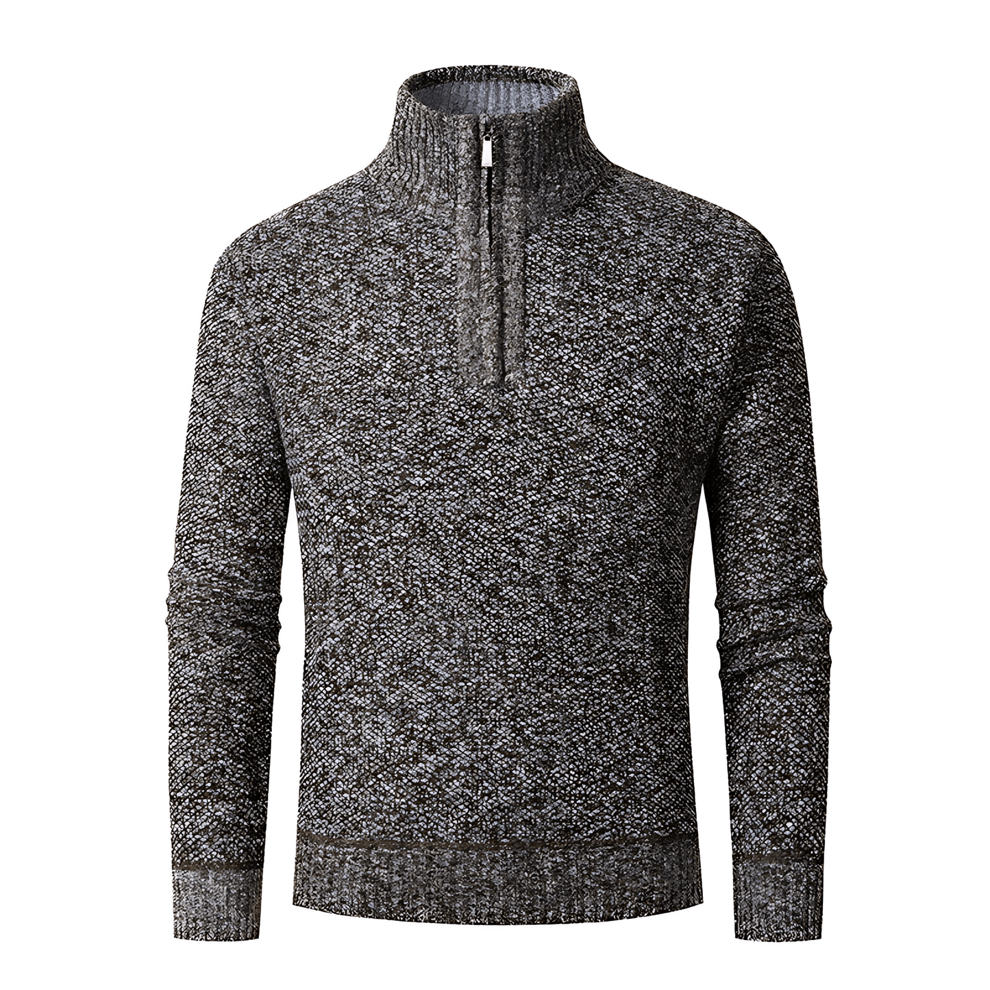 Warm Zip Up High Neck Knitted Sweater - OutfitLondon