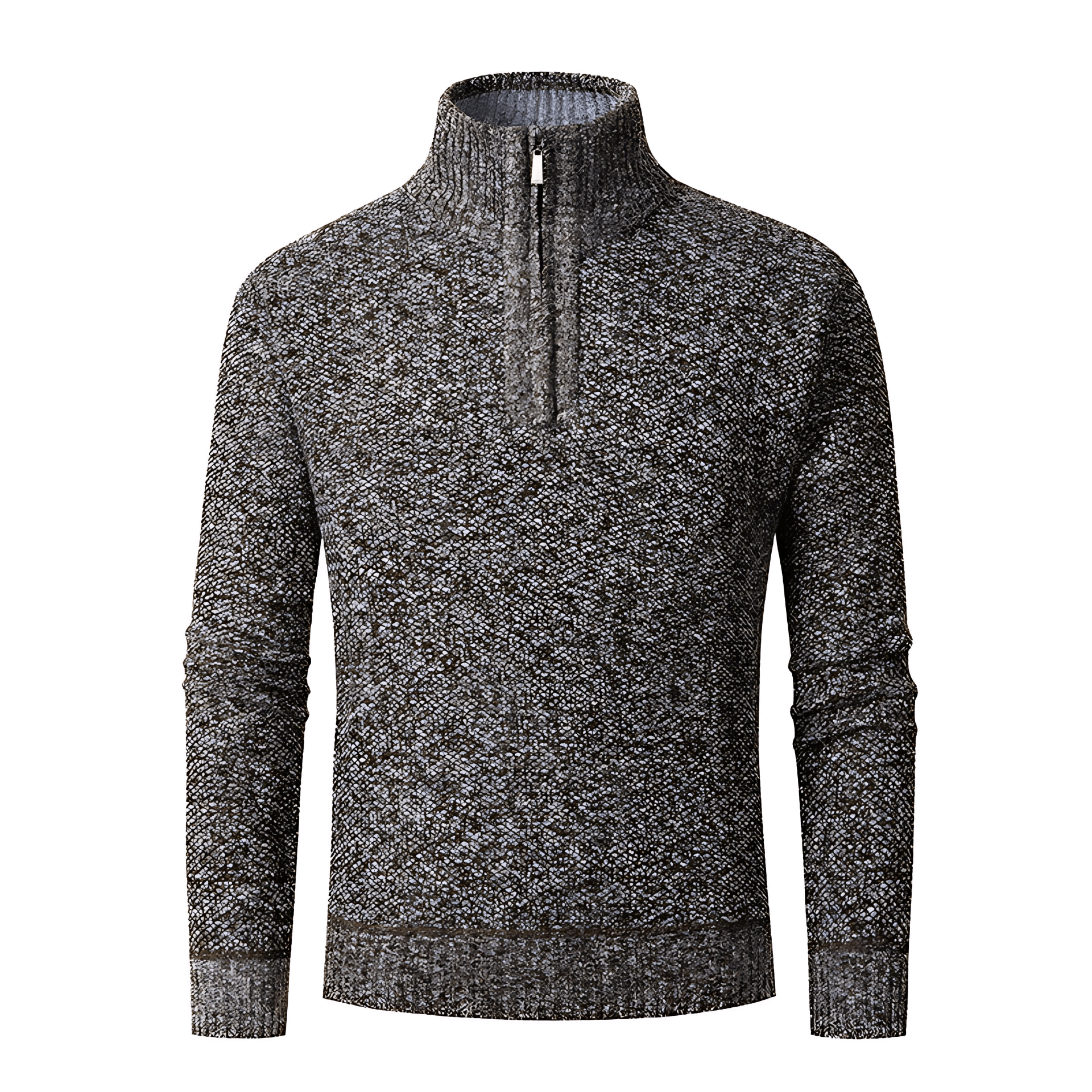 Men's Thick Quarter Zip Crew Neck Sweater - OutfitLondon