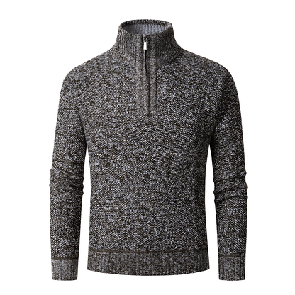Men's Thick Quarter Zip Crew Neck Sweater - OutfitLondon