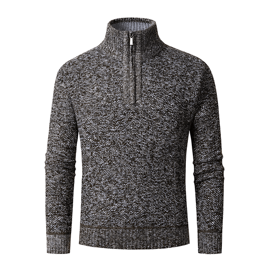 Men's Thick Quarter Zip Crew Neck Sweater - OutfitLondon