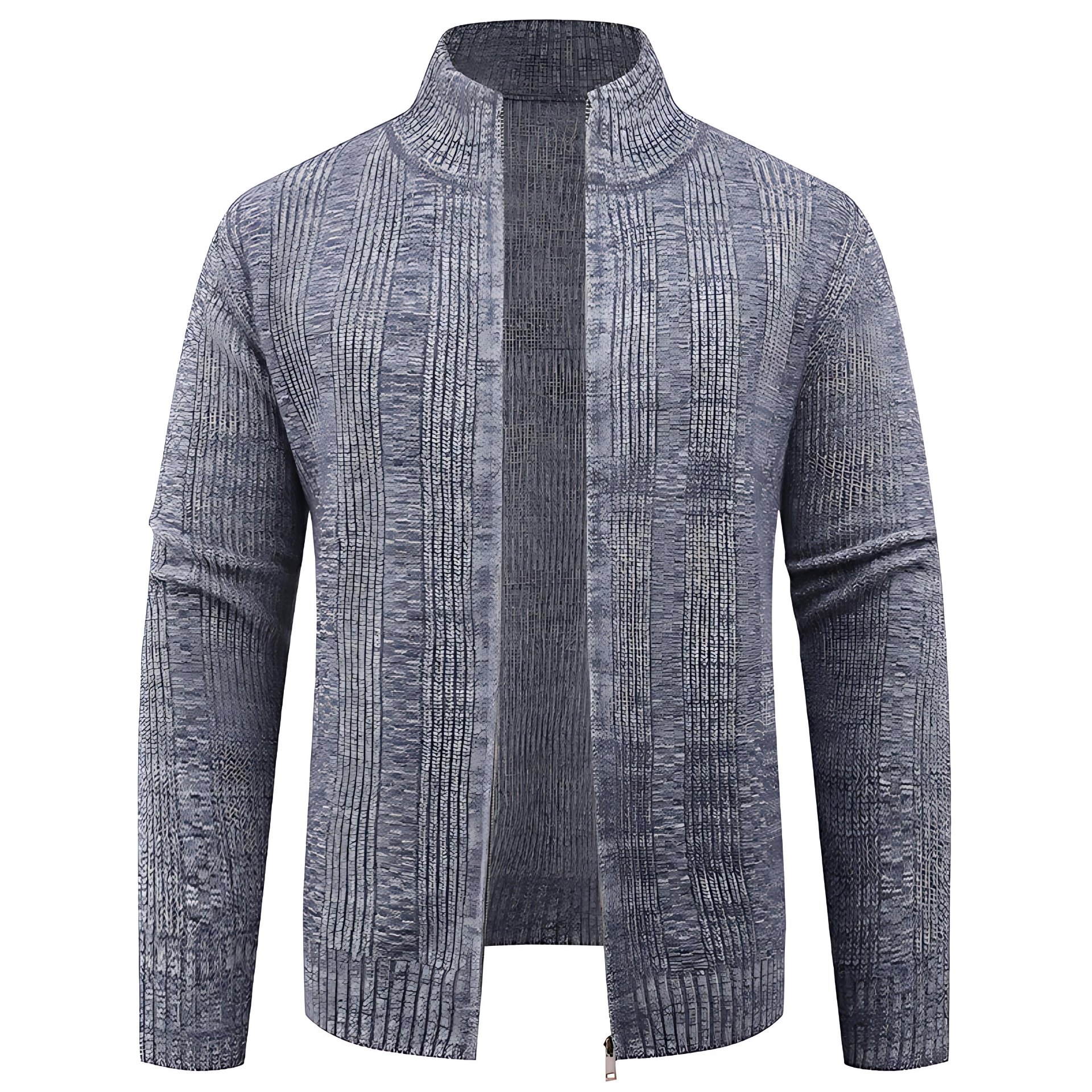 Men's Thick Quilted Zip Up Sweater Jacket - OutfitLondon