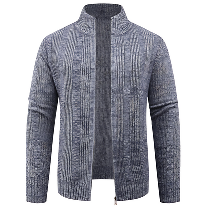 Men's Thick Quilted Zip Up Sweater Jacket - OutfitLondon