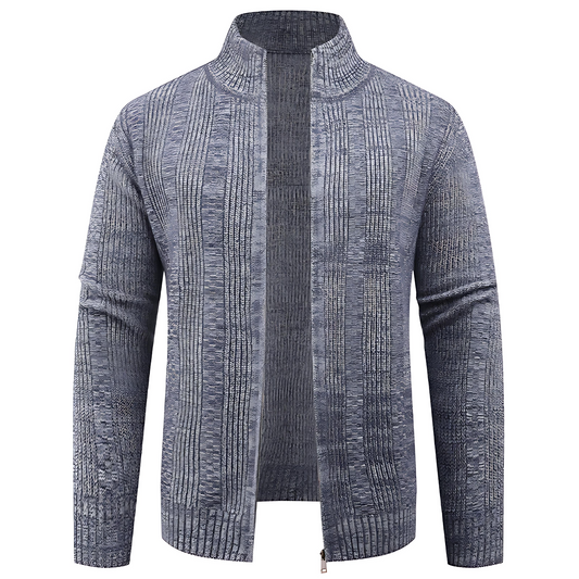 Men's Thick Quilted Zip Up Sweater Jacket - OutfitLondon