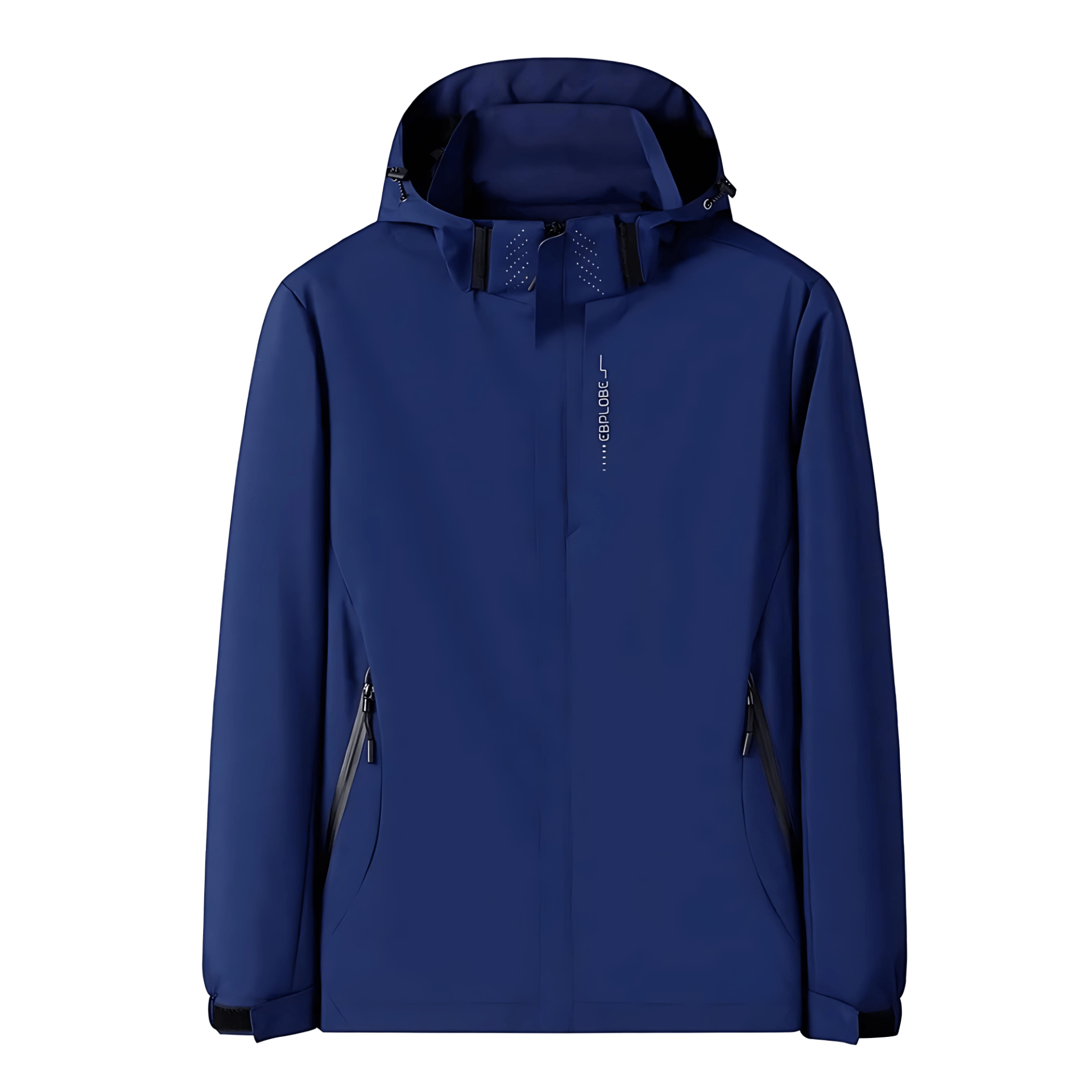 Breathable Navy Blue Hooded Windbreaker Jacket - OutfitLondon