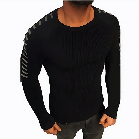 Fashionable Crew Neck Knitted Sweater - OutfitLondon