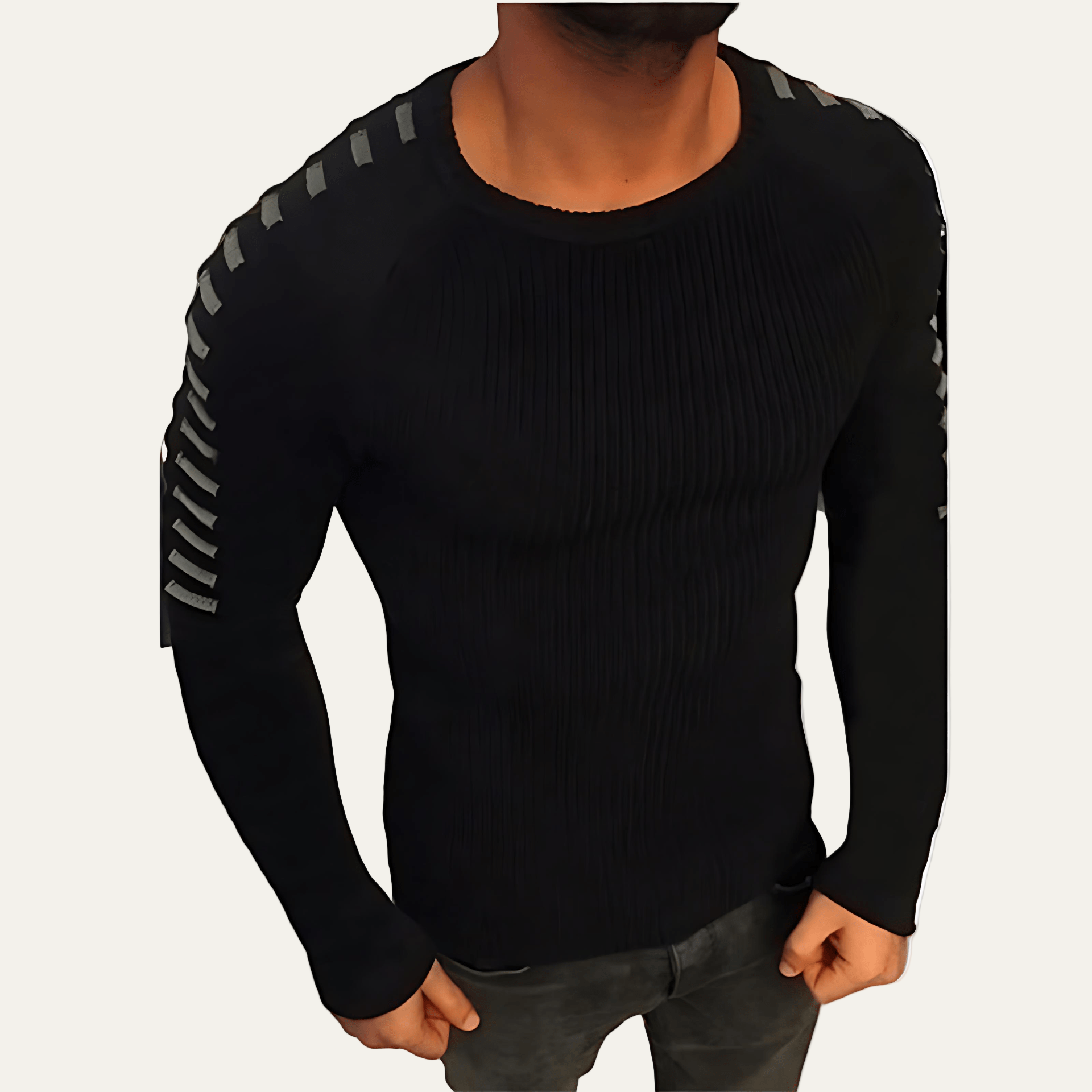 Classic Fit Men's Striped Crew Neck Sweater - OutfitLondon