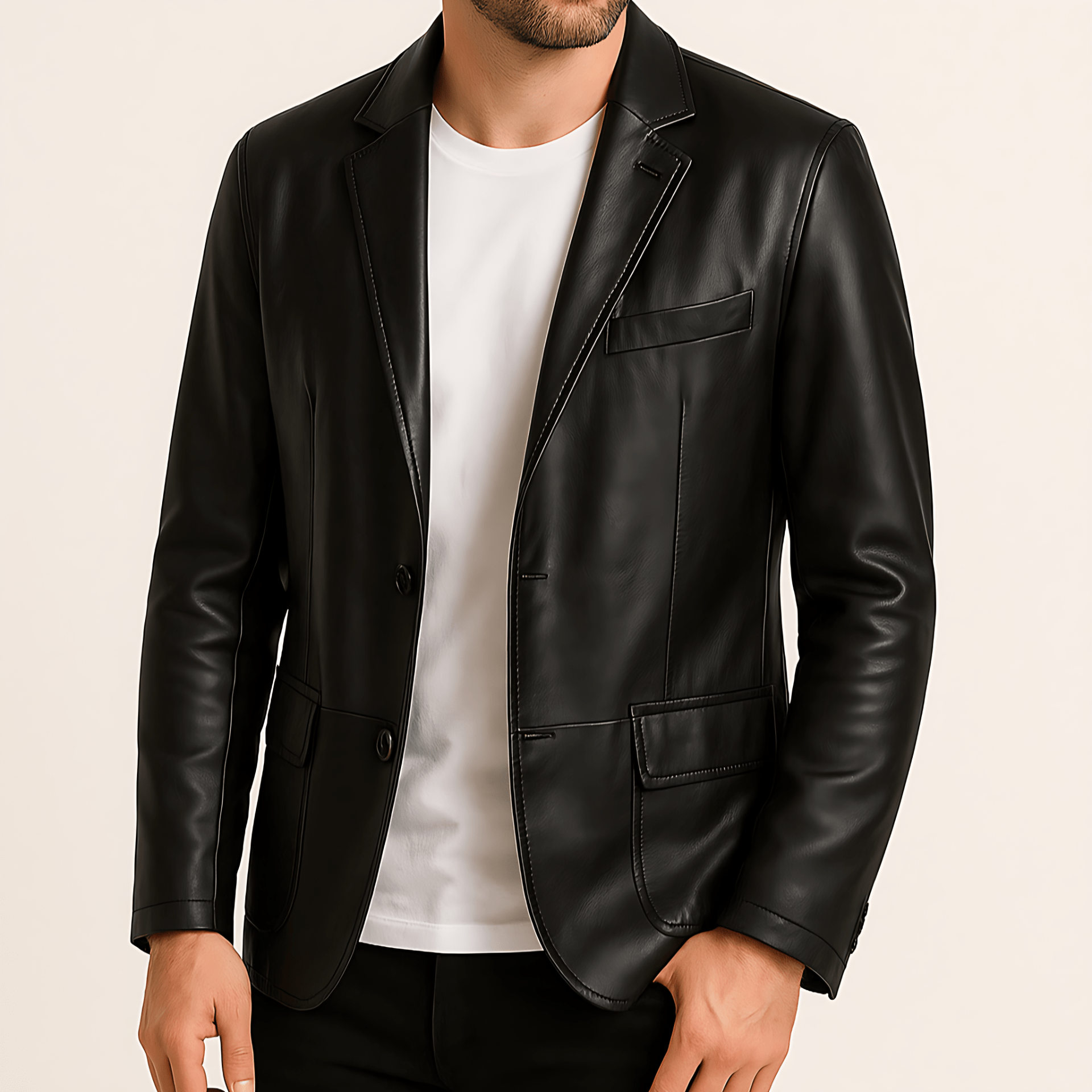Vintage Style Synthetic Leather Button Jacket - OutfitLondon