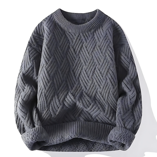 Colorful Textured Crew Neck Sweater - OutfitLondon
