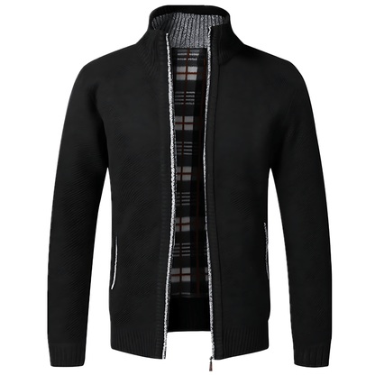 Cozy Long Sleeve Zip Up Sweater Cardigan - OutfitLondon