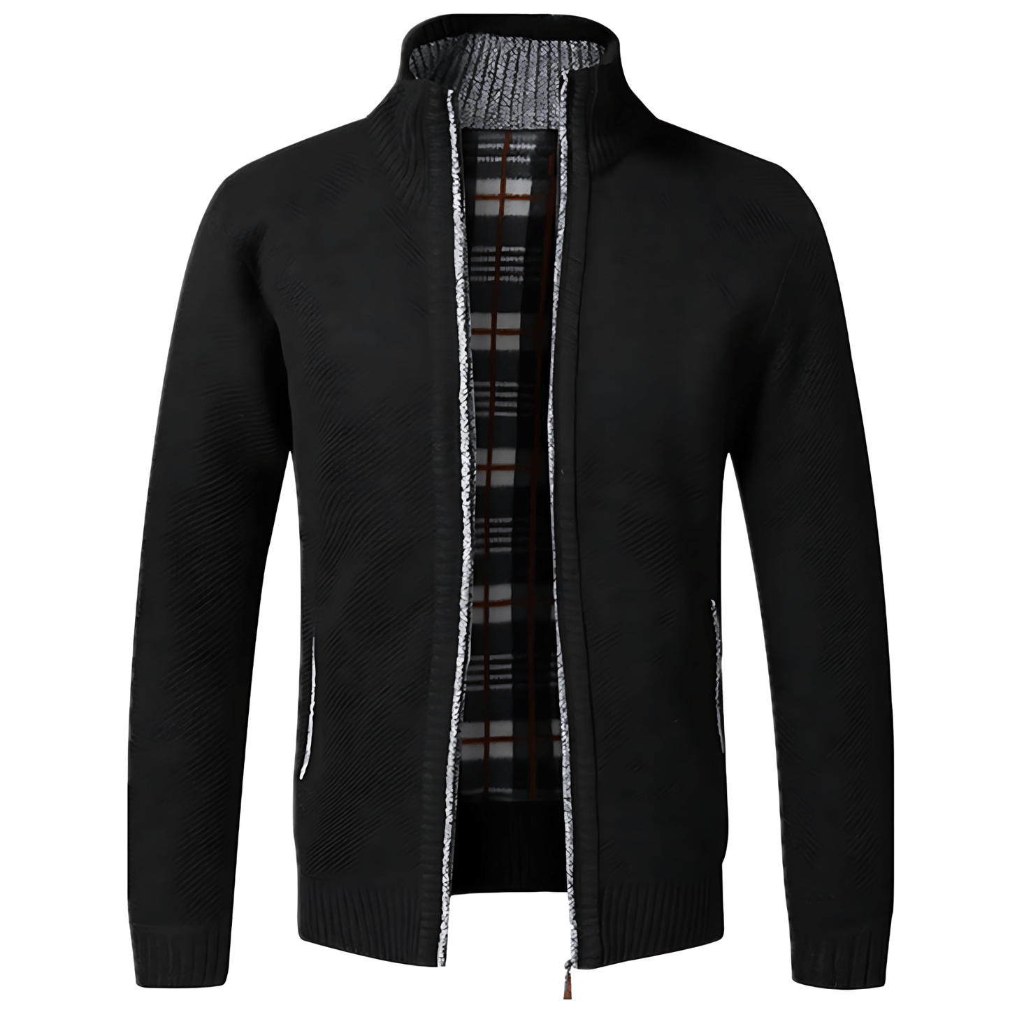 Men's Thick Quilted Zip Up Knitted Jacket - OutfitLondon