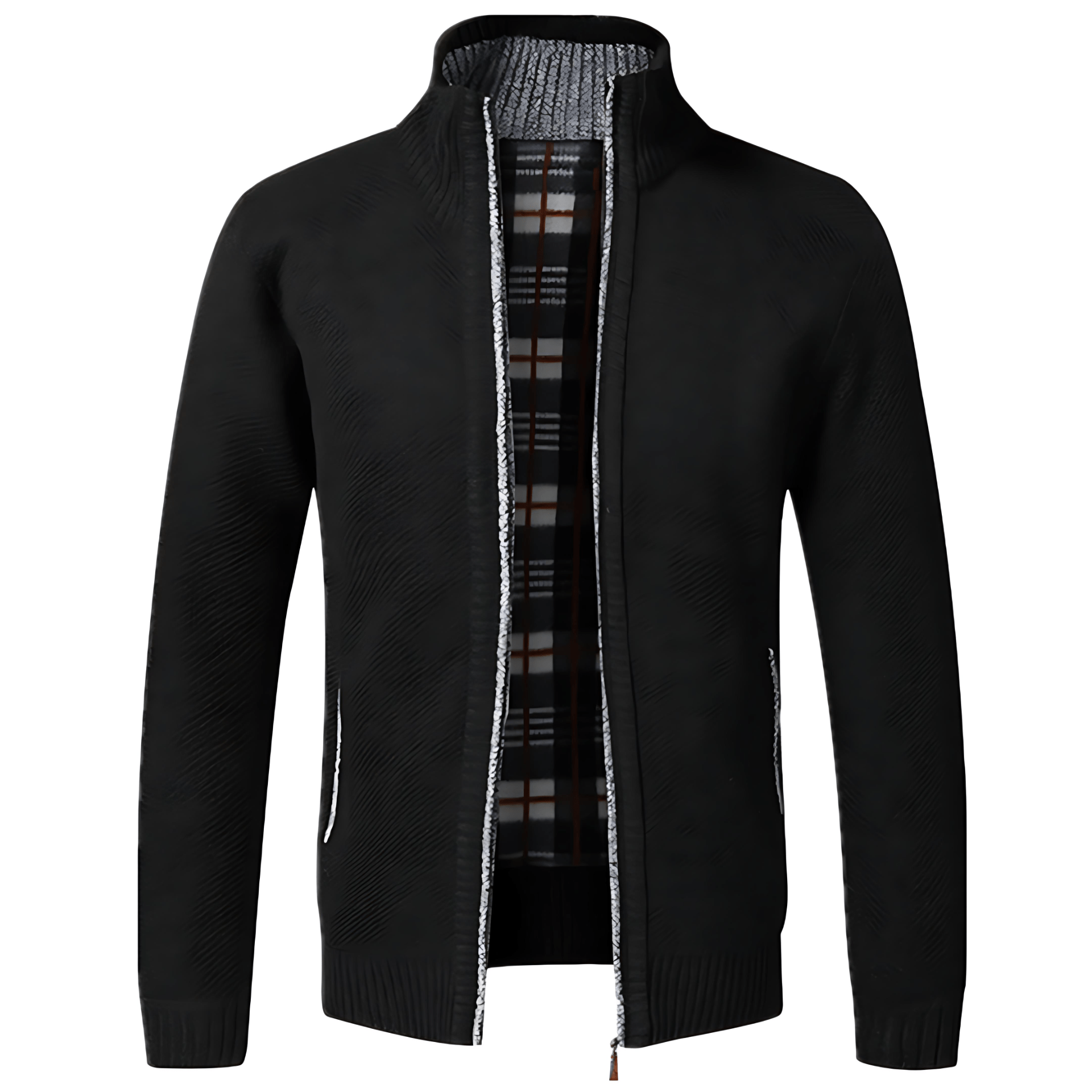 Men's Thick Quilted Zip Up Knitted Jacket - OutfitLondon