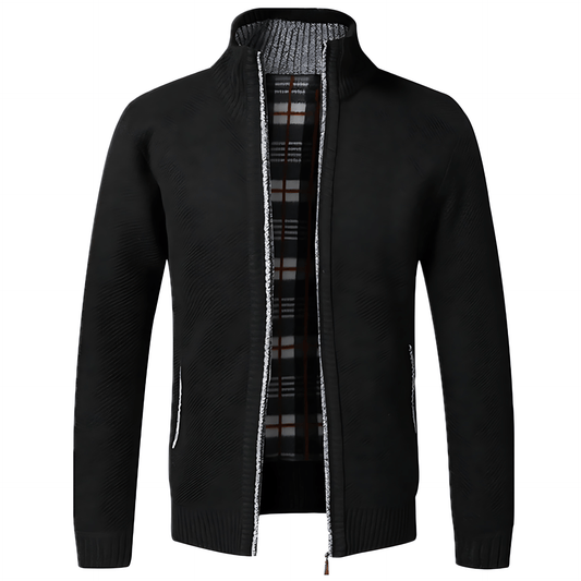Men's Thick Quilted Zip Up Knitted Jacket - OutfitLondon