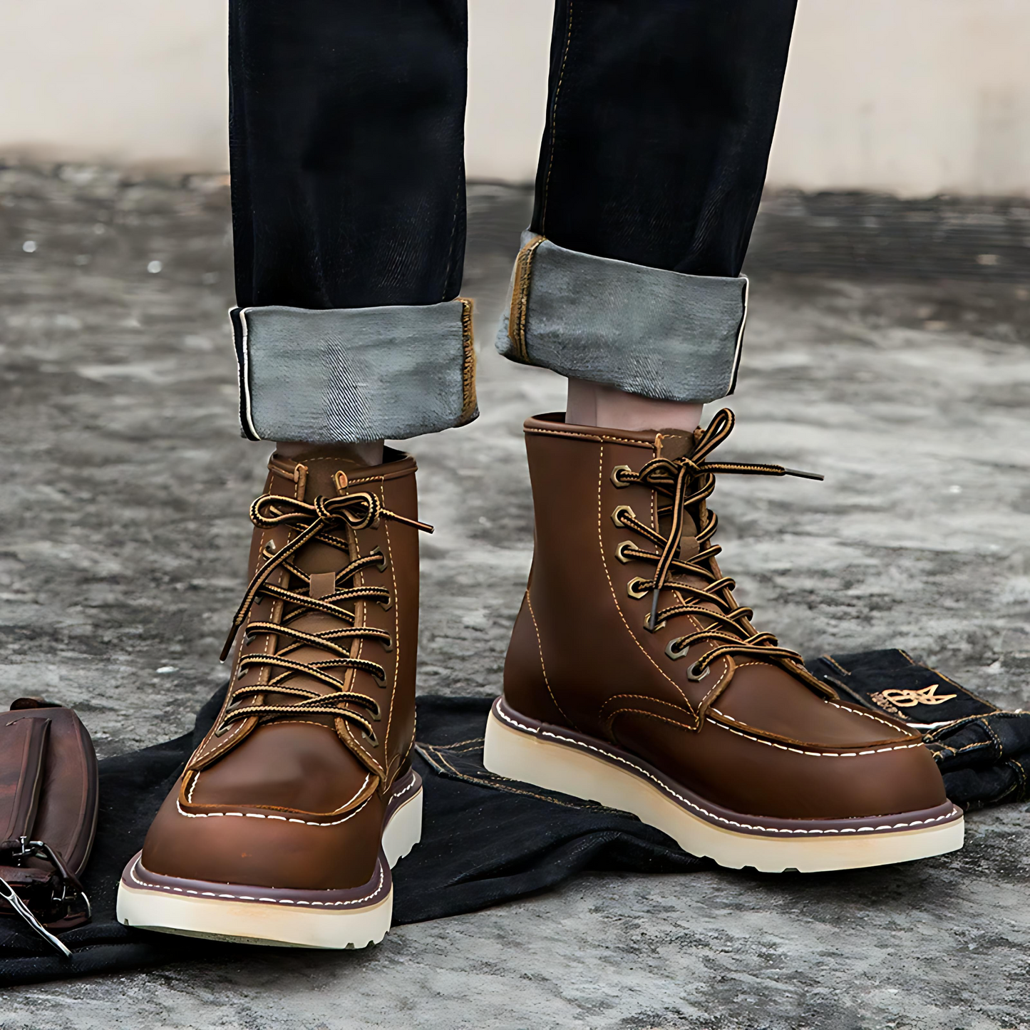 Tough Waterproof Leather Hiking Ankle Boots - OutfitLondon
