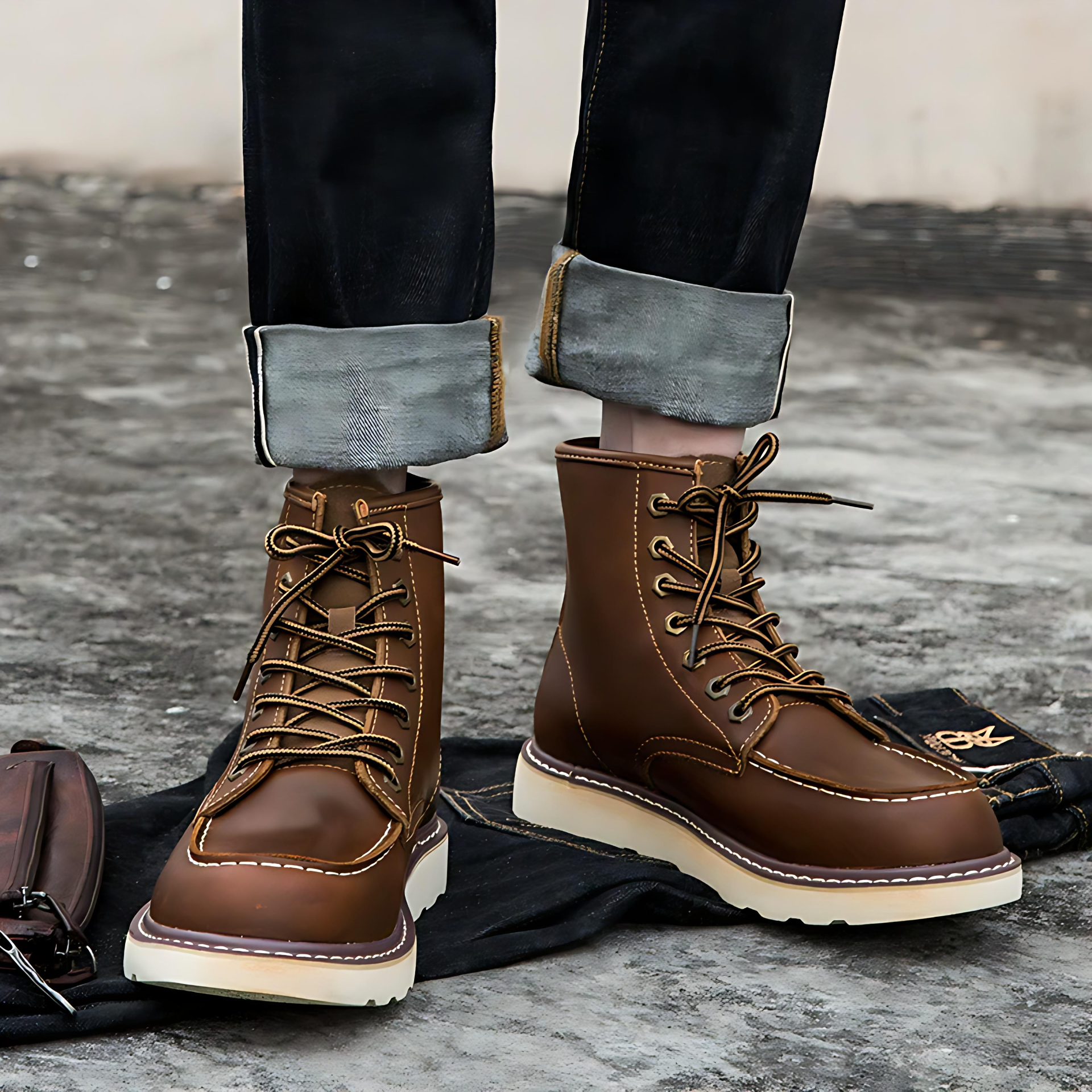 Tough Waterproof Leather Hiking Ankle Boots - OutfitLondon