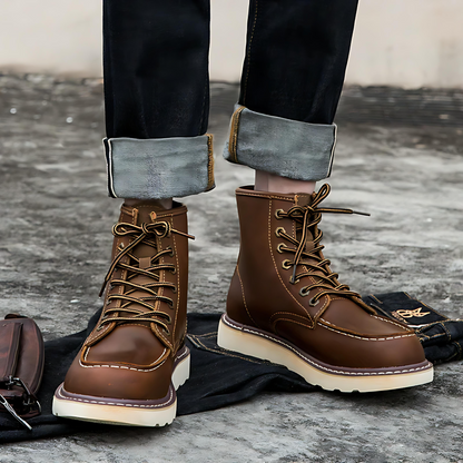 Tough Waterproof Leather Hiking Ankle Boots - OutfitLondon