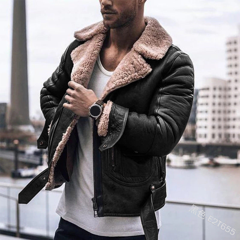 Luxury Faux Fur Trimmed Leather Coat - OutfitLondon