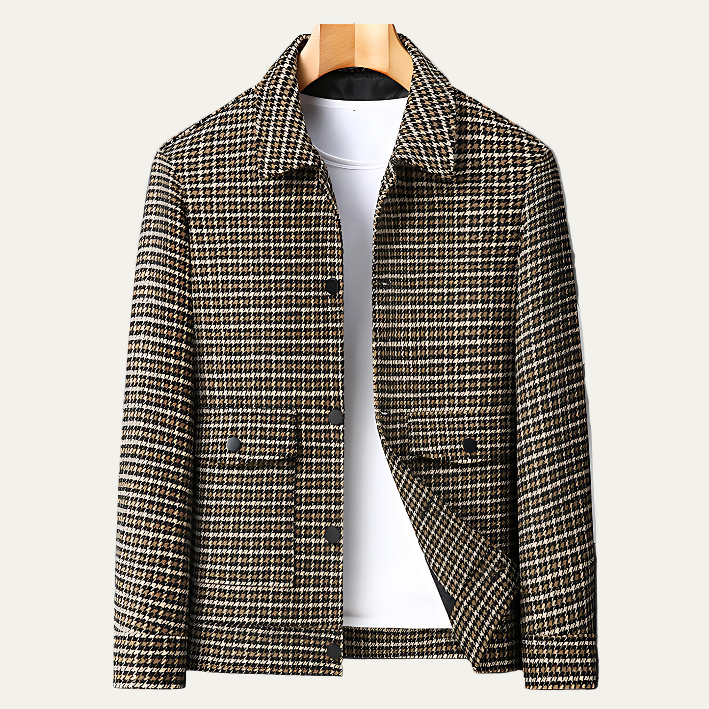 Men's Classic Patterned Short Coat with Hidden Zip - OutfitLondon
