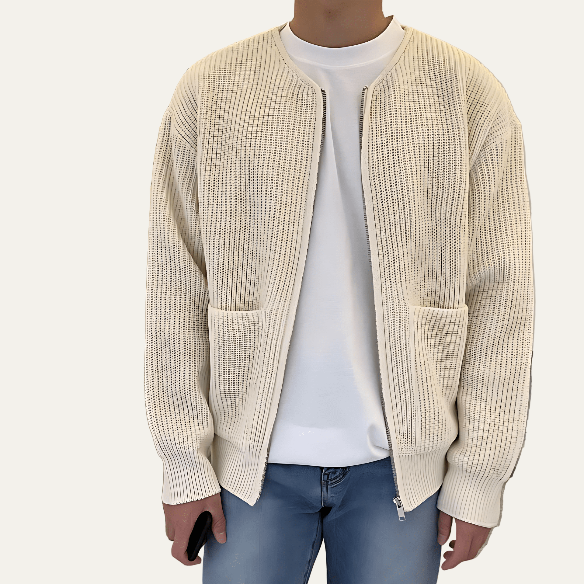 Men's Thick Cable Knit Zipper Sweater Jacket - OutfitLondon
