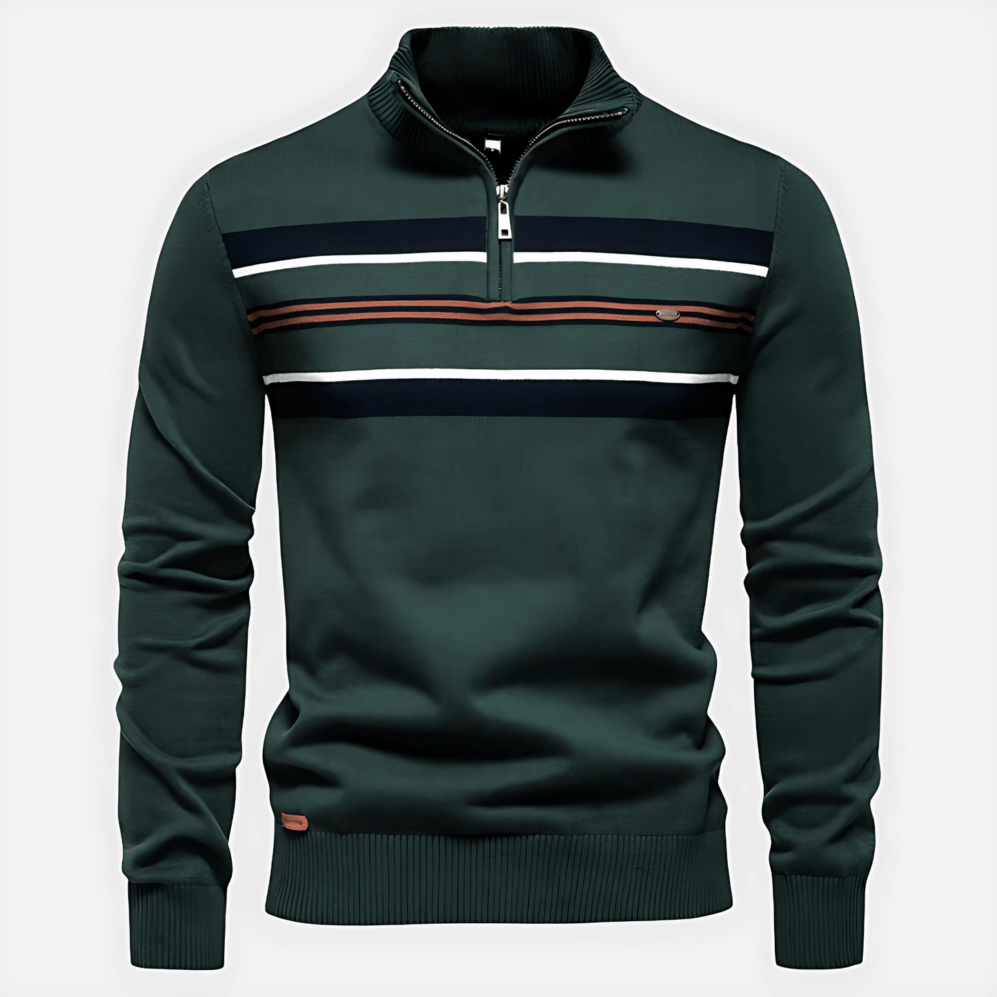 Trendy Colorblock Stripe Half-Zip Sweater - OutfitLondon