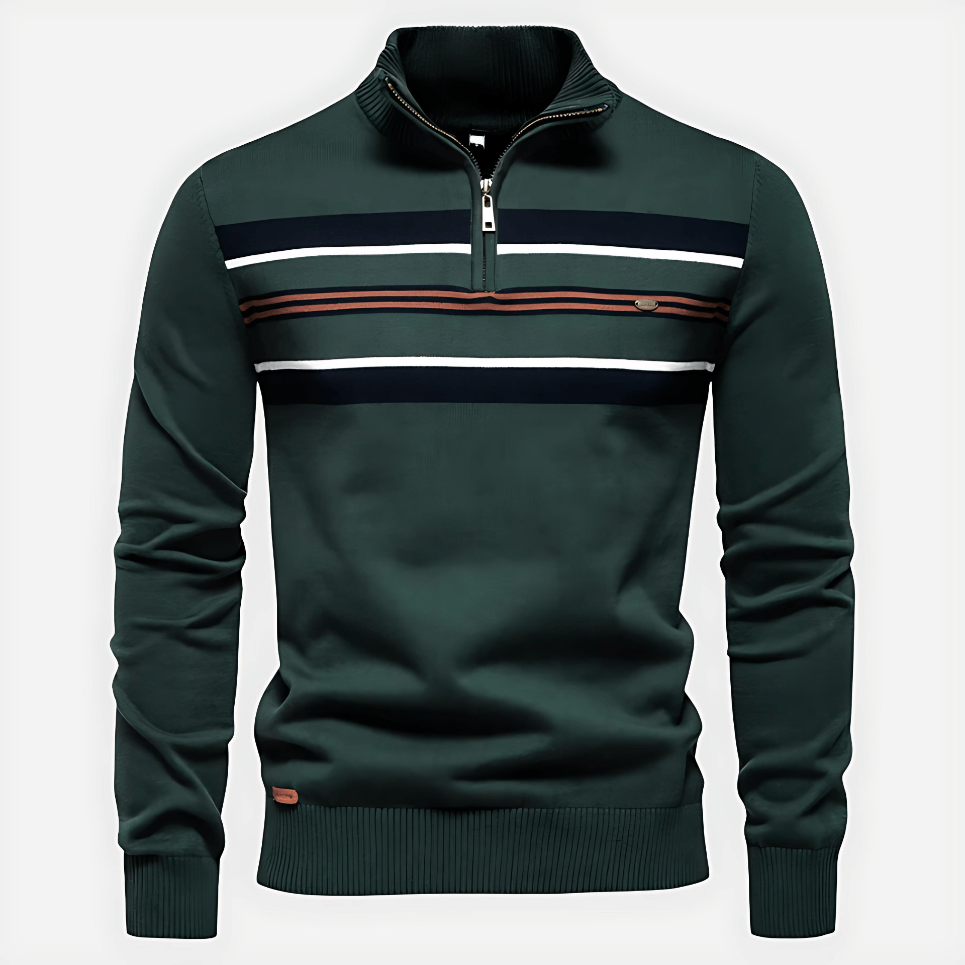 Trendy Colorblock Stripe Half-Zip Sweater - OutfitLondon