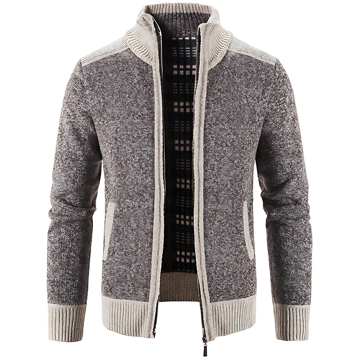 Fashionable Crew Neck Cardigan Sweater - OutfitLondon