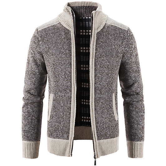 Fashionable Crew Neck Cardigan Sweater - OutfitLondon