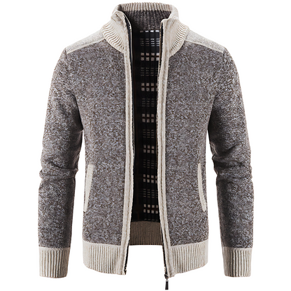 Men's Thick Cable Knit Zipper Sweater Cardigan - OutfitLondon