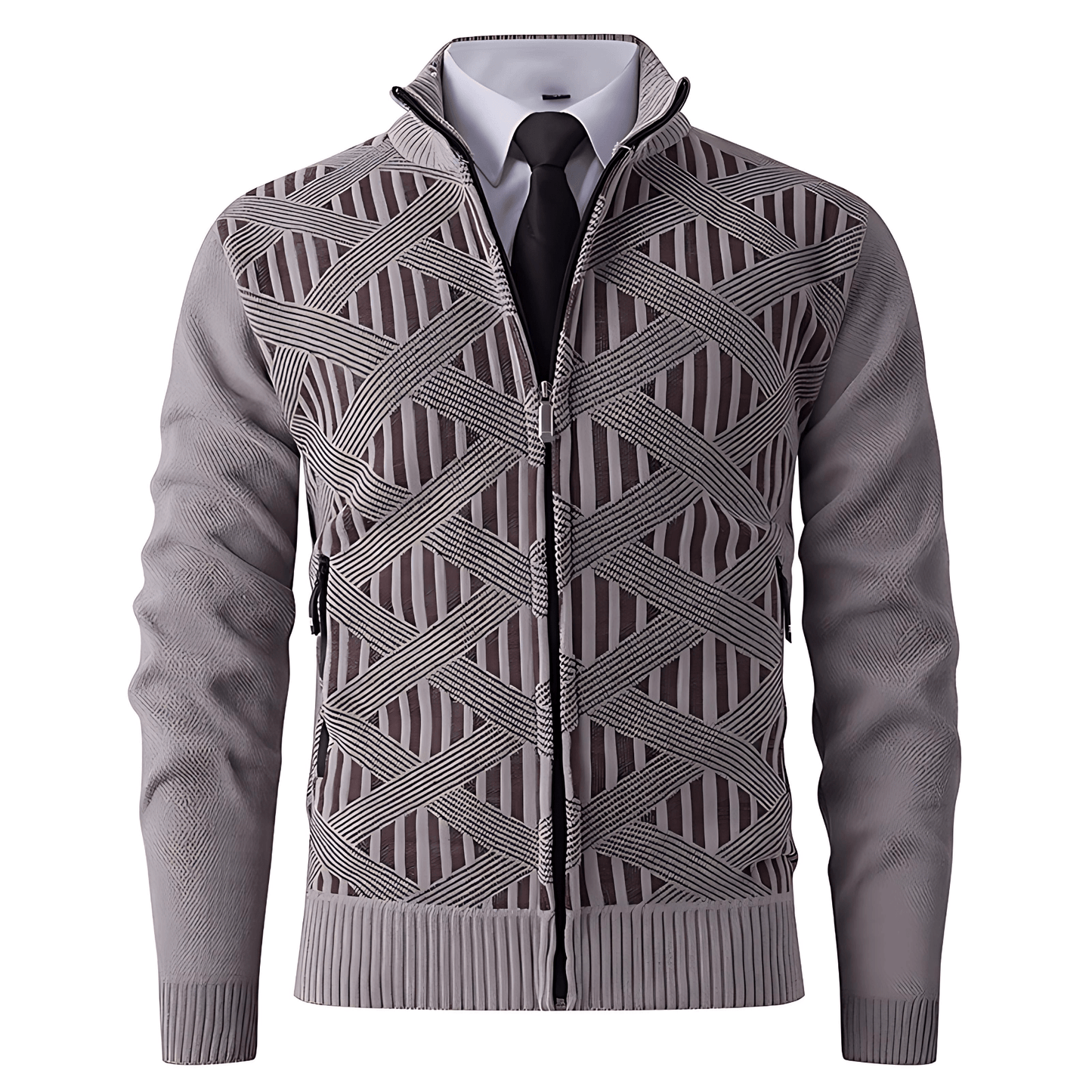 Stylish Zip Up Fitted Cardigan Sweater - OutfitLondon