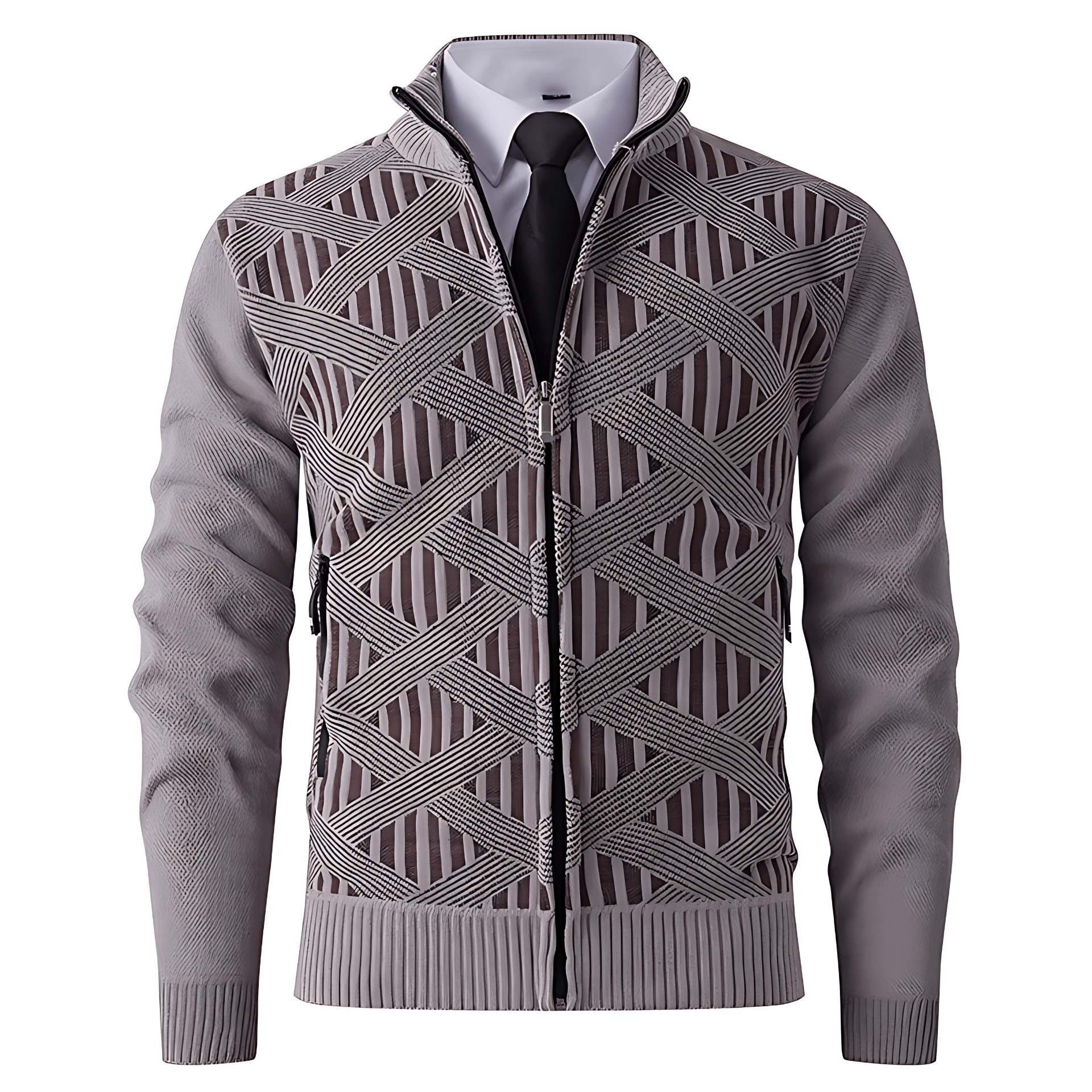 Stylish Zip Up Fitted Cardigan Sweater - OutfitLondon